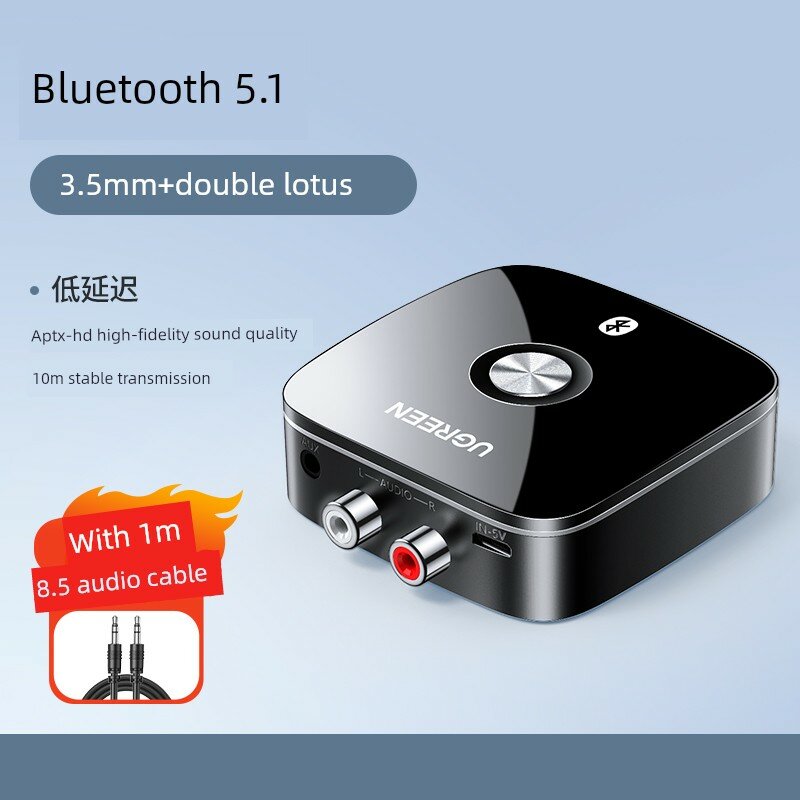 Bluetooth 5.1 аудиоприемник с 3.5 мм разъемом, aptX, HD-качество звука, в комплекте кабель