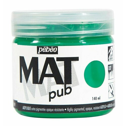 фото Краска акриловая pebeo экстра матовая mat pub №1, зеленый, 140 мл