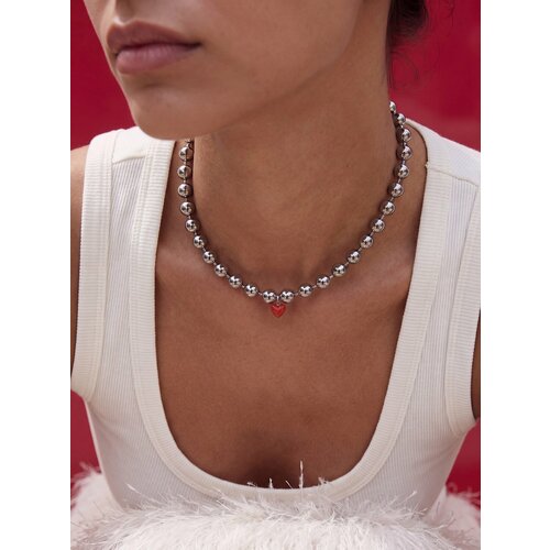 Колье LU Jewel, длина 40 см, серебряный, красный