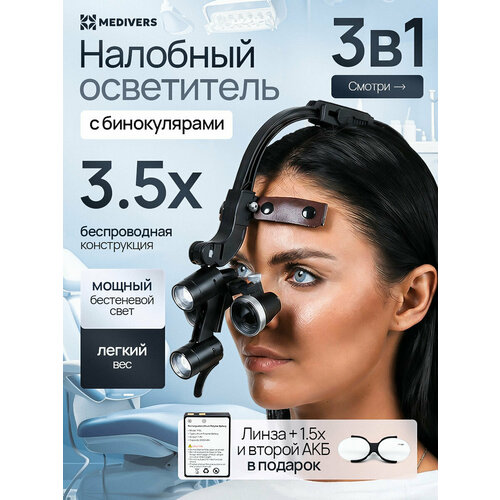 фото Бинокулярные очки-лупы с подсветкой налобные oem