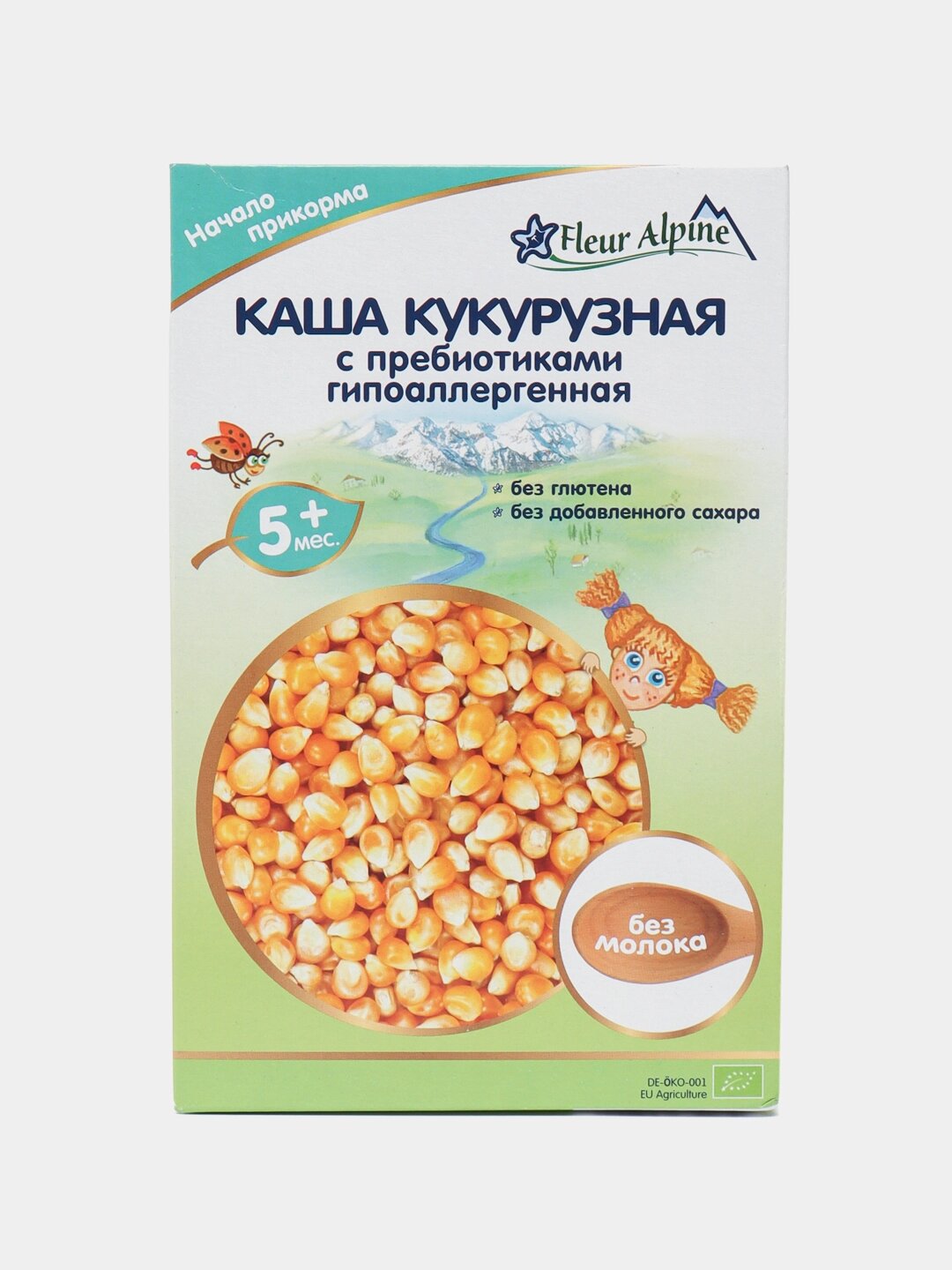 Каша безмолочная кукурузная Fleur Alpine, с пребиотиками гипоаллергенная, с 5 месяцев, 175 г