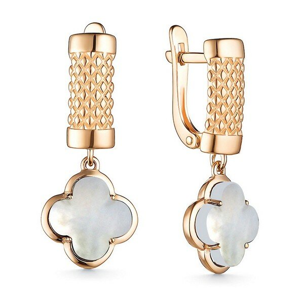 Серьги JEWELIN, красное золото, 585 проба, перламутр