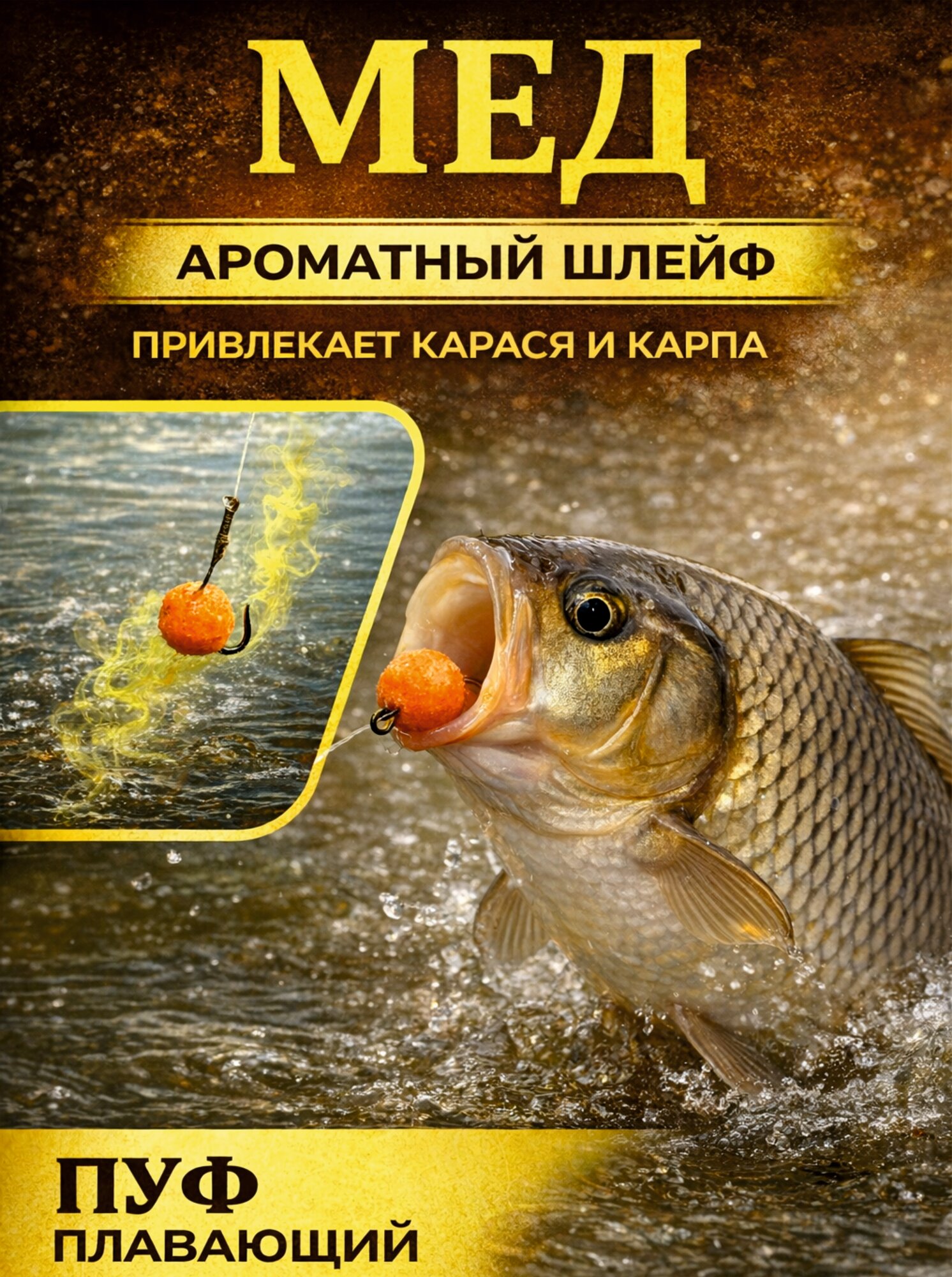 Пуф плавающий Vovbaits, насадка для рыбалки, Мед желтый