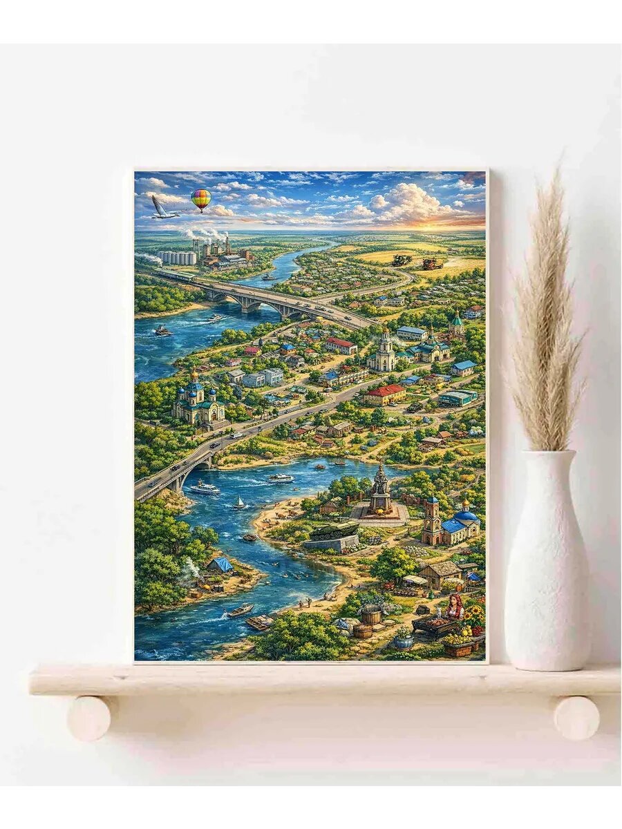 Суровикино, Россия, Fantasy Map, Карта, Плакат 30x42см