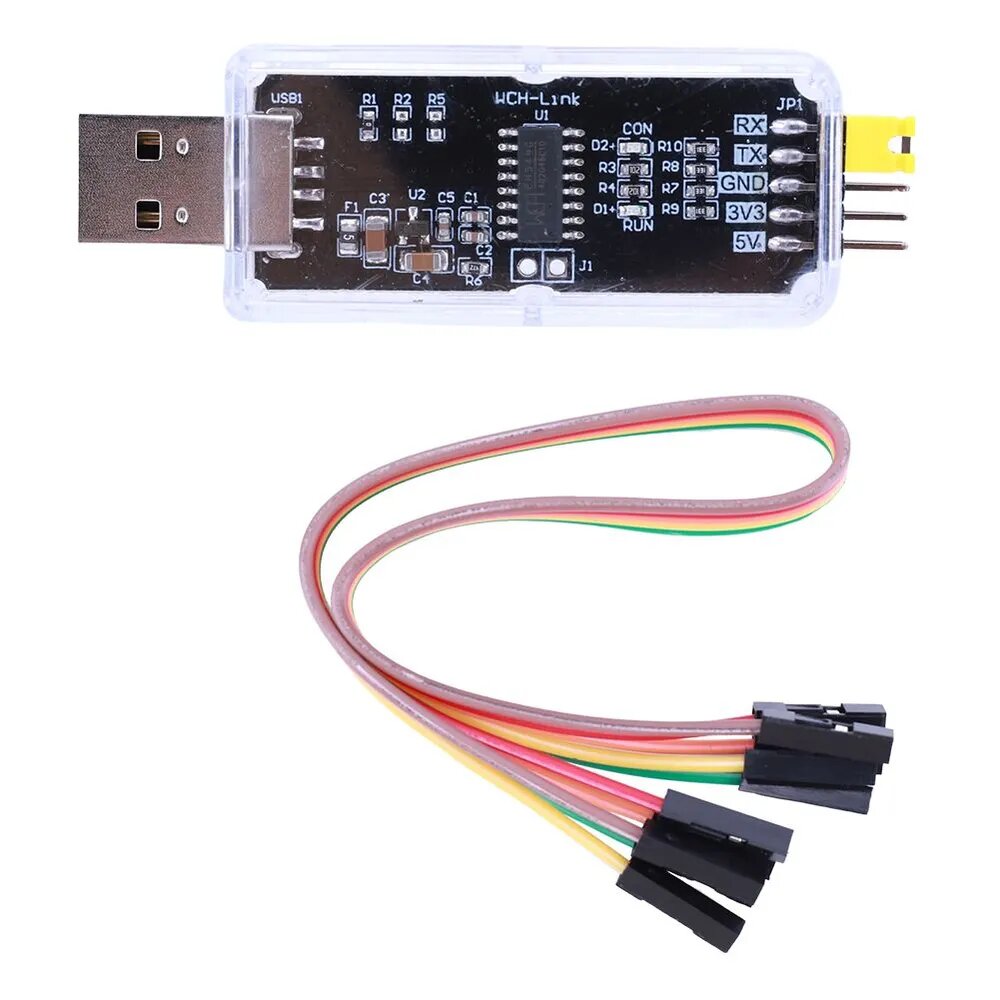 WCH-Link программатор с USB-A и корпусом поддерживает RISC-V ARM CMSIS-DAP SWD TTL-lz