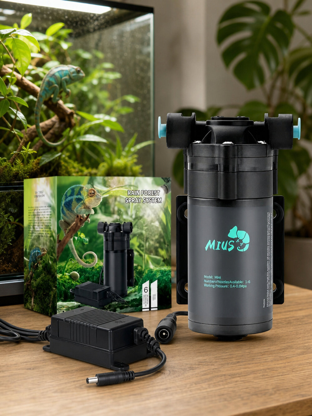 Система увлажнения Mius Mini для террариума и флорариума, без форсунок, черно-серая