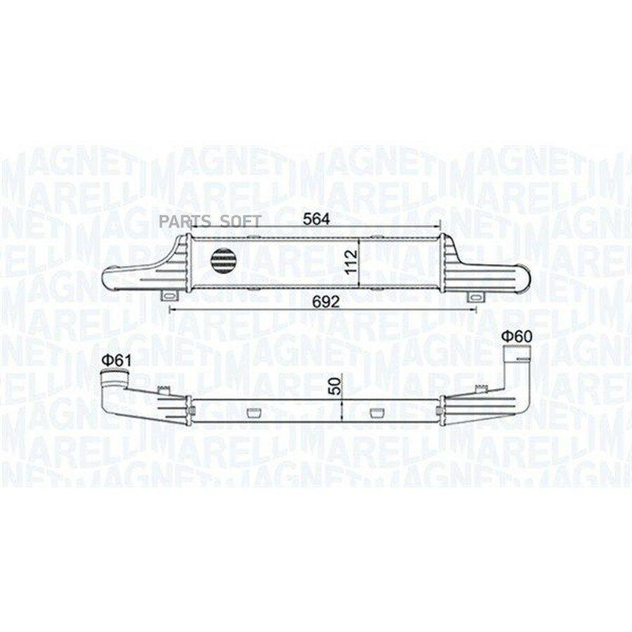 351319204330 Интеркулер MAGNETI MARELLI от официального дистрибьютора, MAGNETI MARELLI, артикул 351319204330