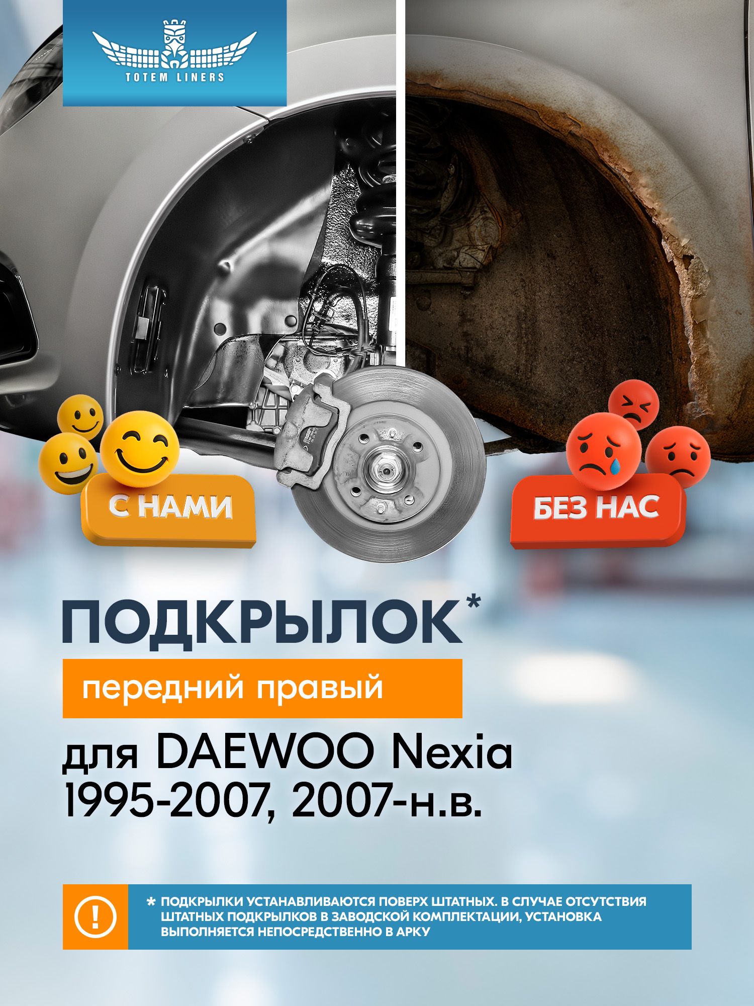 Подкрылок DAEWOO Nexia 1995-2007, 2007- (передний правый) / Деу Нексия