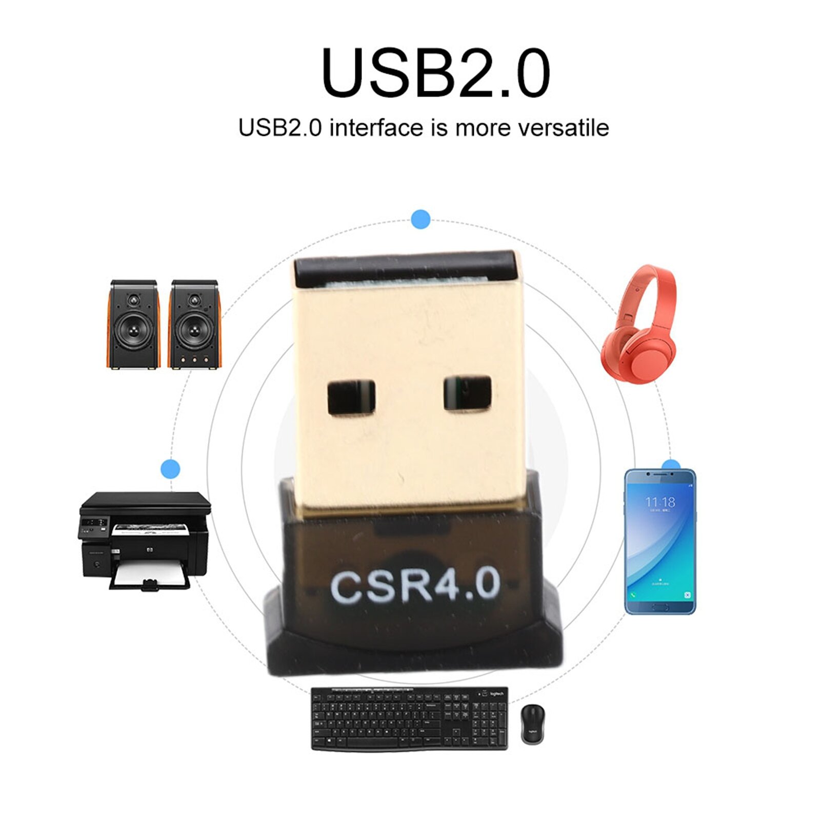 CSR4.0 адаптер Bluetooth USB, беспроводной dongle, 20 м расстояния, для мыши и клавиатуры
