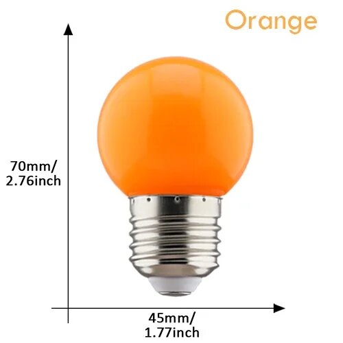 Оранжевая LED лампа E27, 30 LED, orange