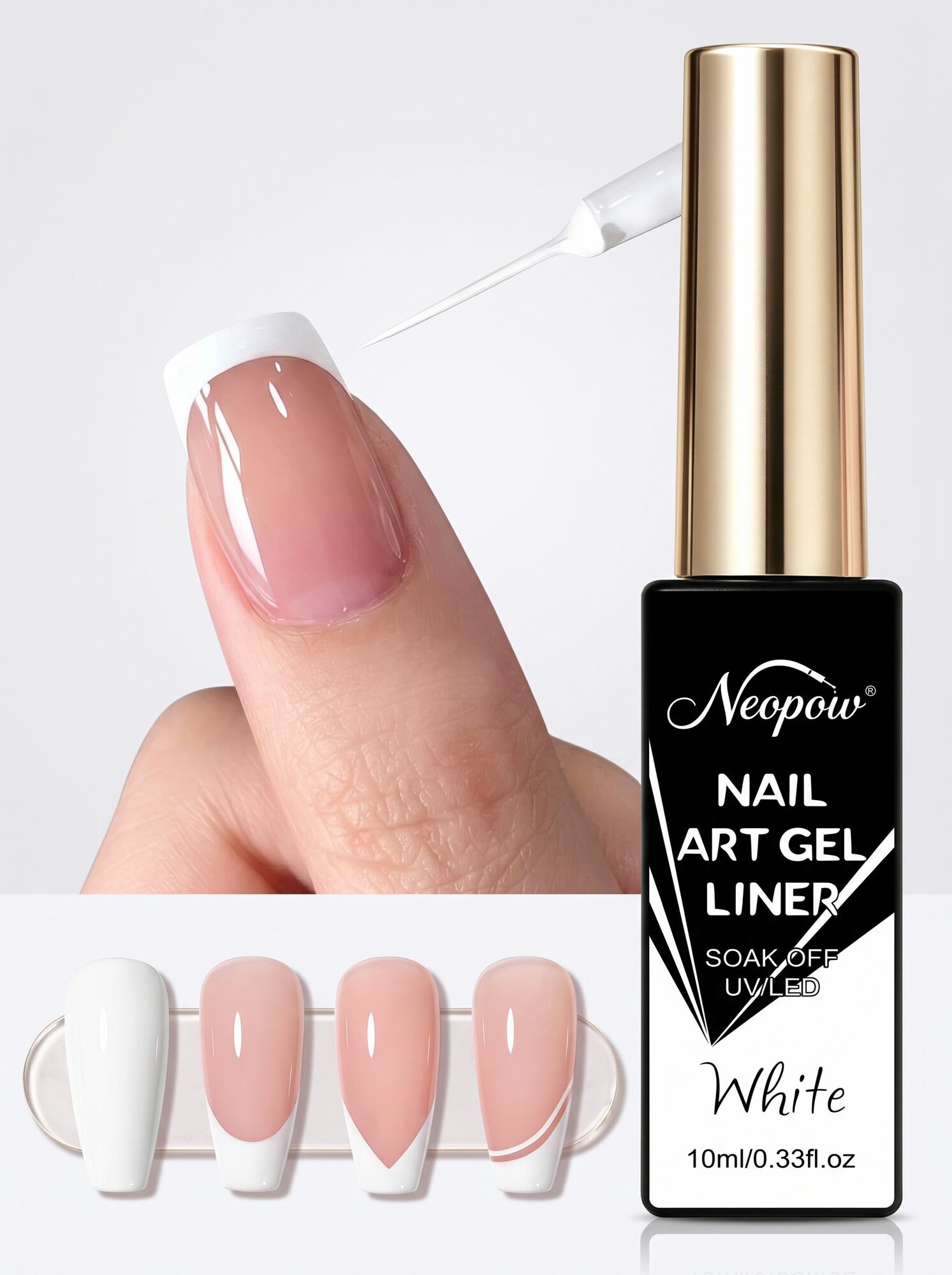 Гель-краска для ногтей Neopow Liner White, 10 мл, белый гель-лак для френча и тонких линий