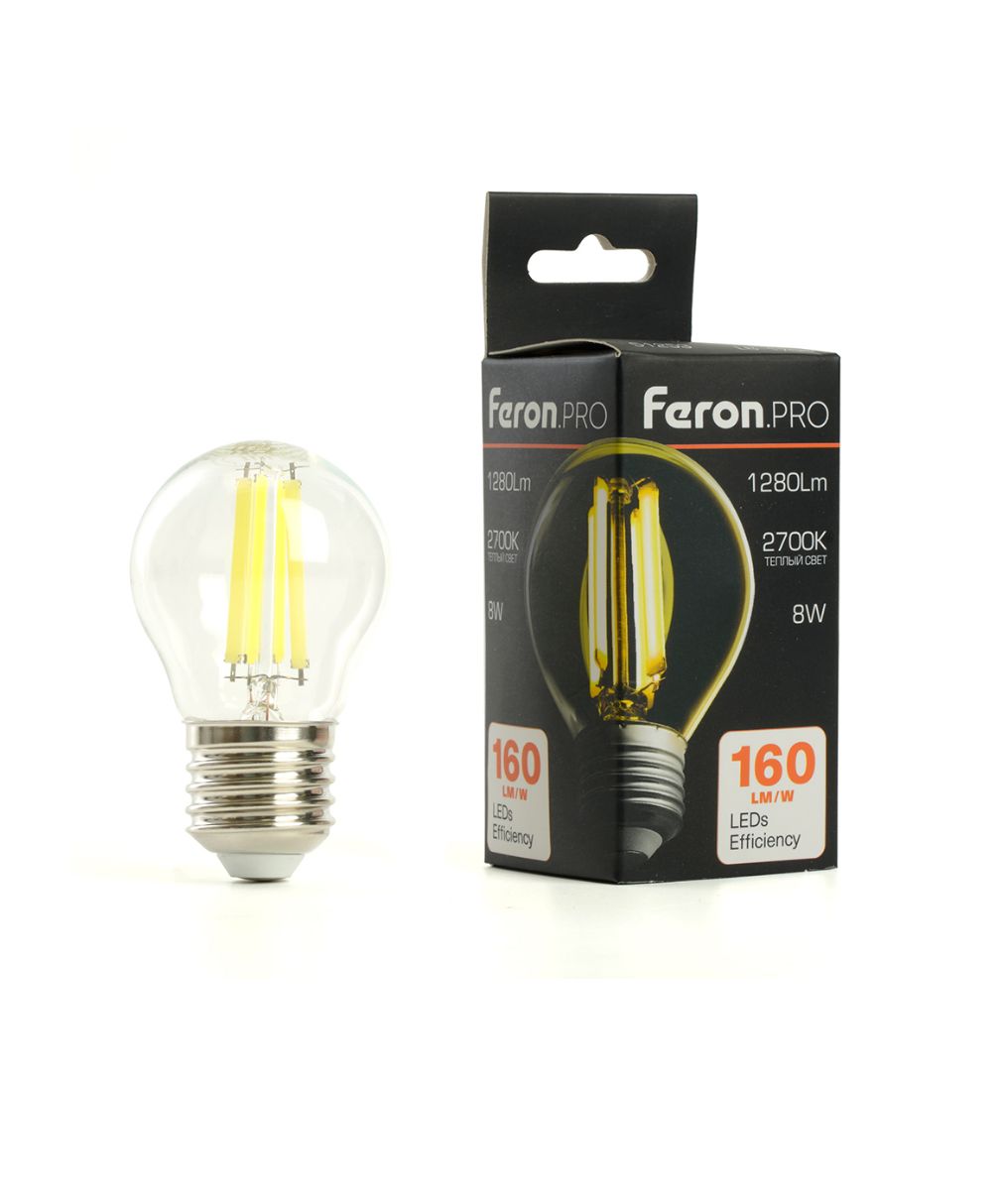 Лампа светодиодная Feron.PRO LB-1708 Шарик E27 1280LM 8W 175-265V 2700K 51253