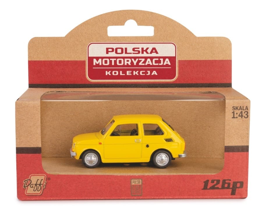 Игрушечная машинка Daffi Fiat 126p, желто-черный, 1:43