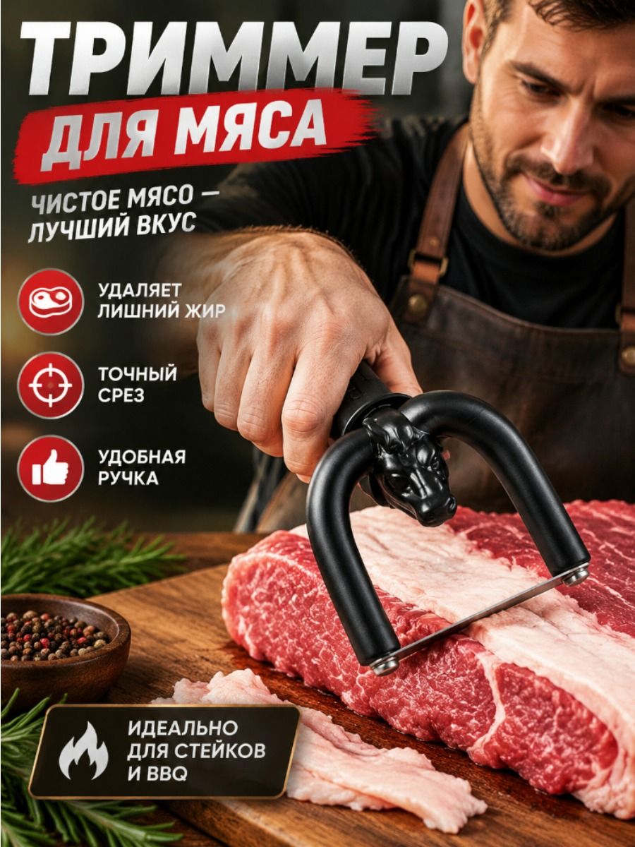 Ручной нож-триммер для мяса, для удаления жировой прослойки с грудинки и бекона; подготовка говядины и свинины к грилю