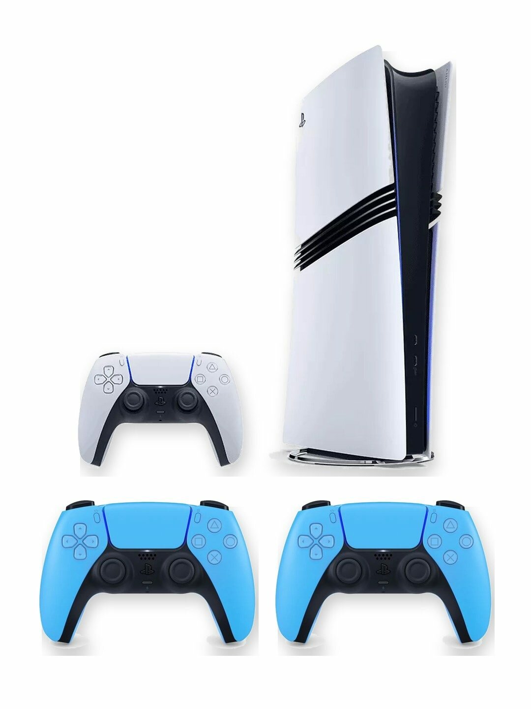 Игровая приставка Sony PlayStation 5 Pro 2 ТБ без дисковода, белая, японская версия + 2 доп. геймпада DualSense Starlight Blue