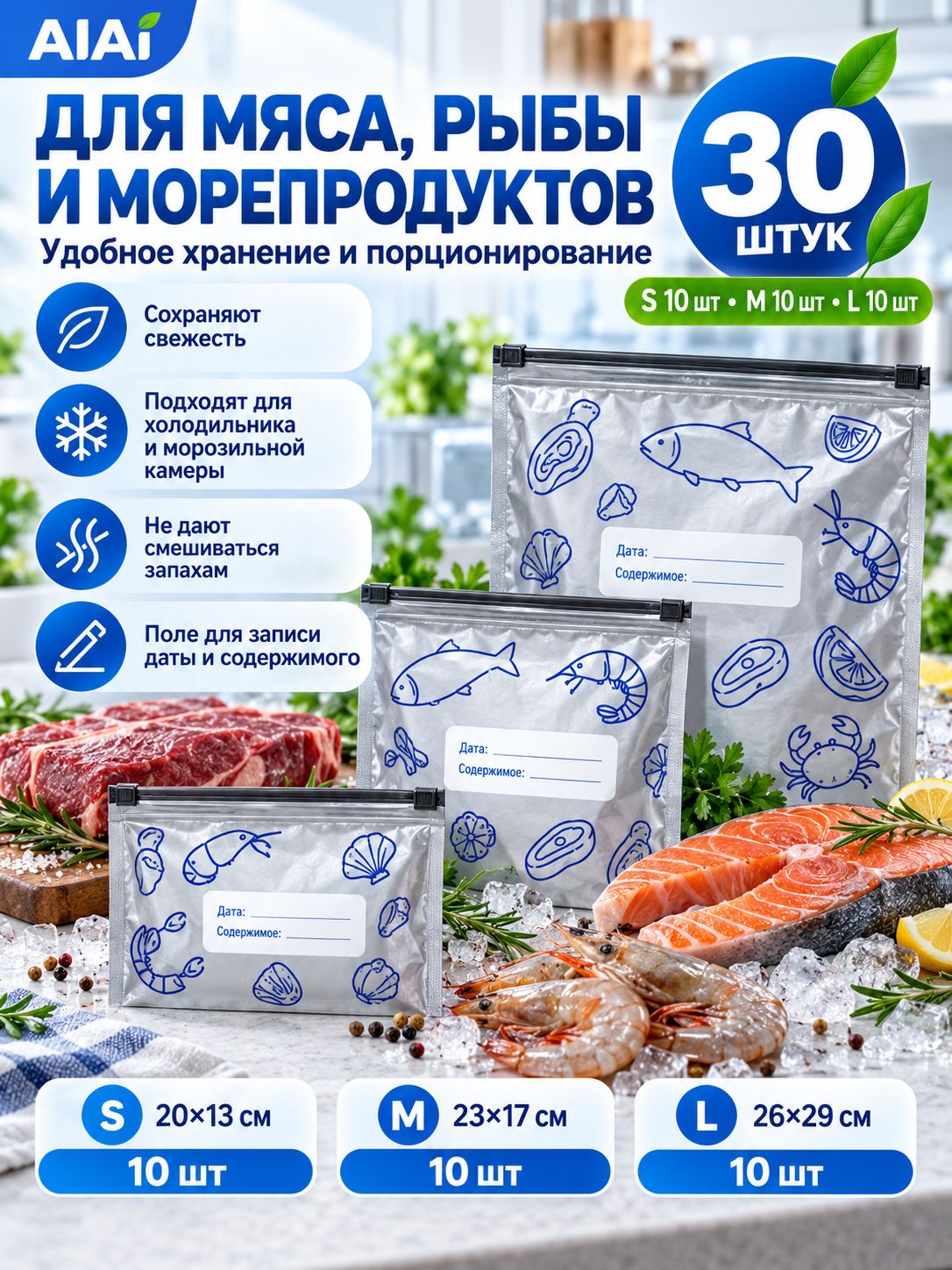 Пакет Дой-пак 20×13-23*17cm-26*29cm см, 30 шт