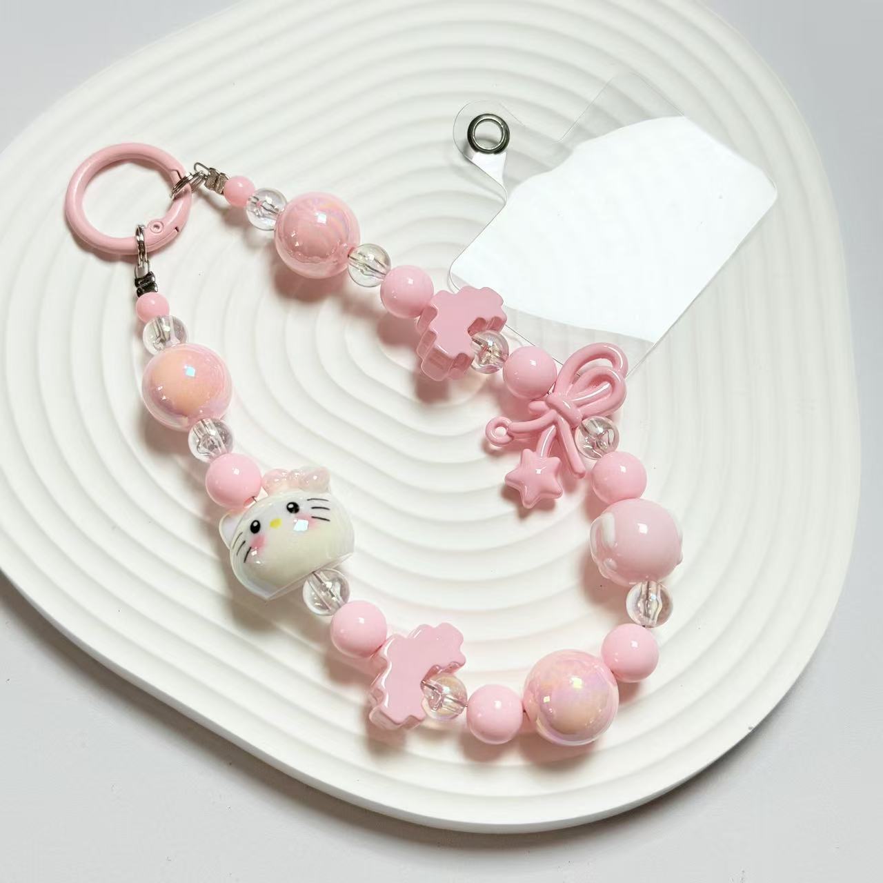 Брелок из бисера с Hello Kitty, разноцветный, для телефона и сумки, украшение DIY, подвеска