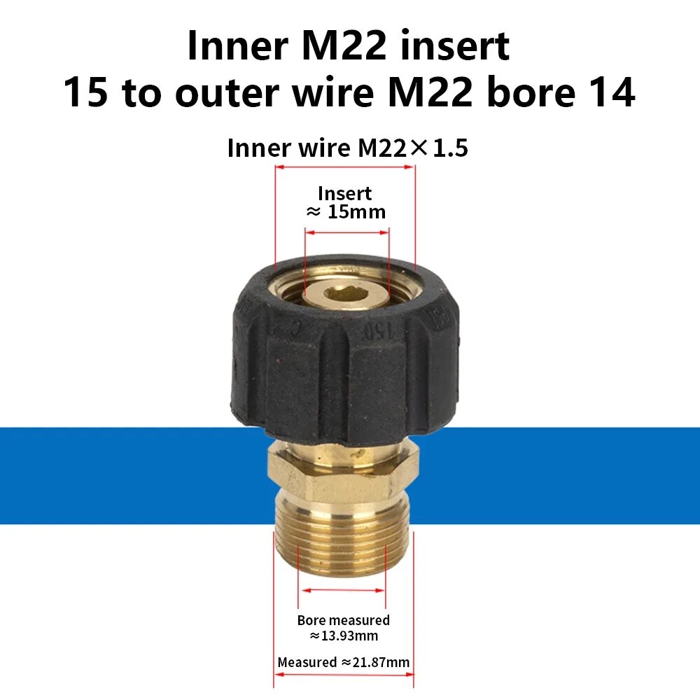 Быстросъемный адаптер для мойки высокого давления M22-14мм/15мм Brass Style 8
