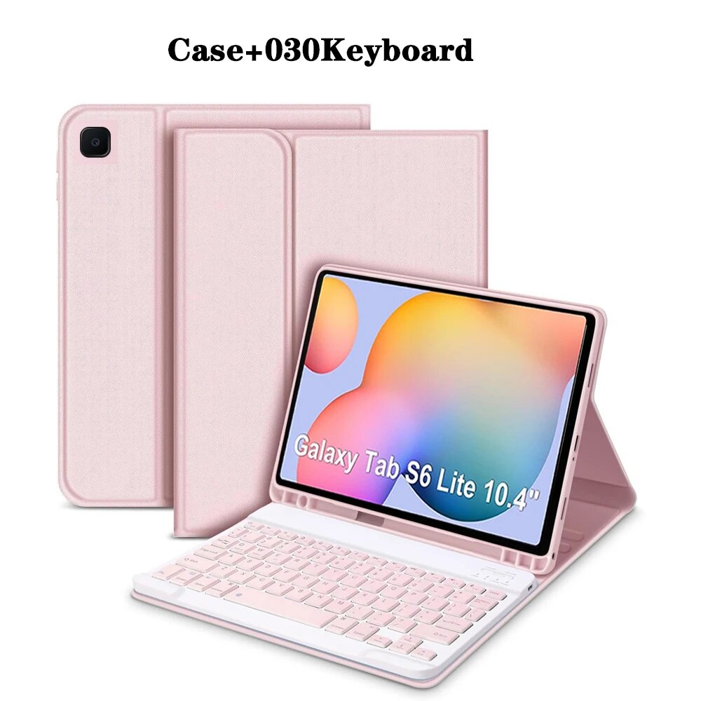 Чехол-клавиатура HUAIBX для Samsung Galaxy Tab S6 Lite 10.4 дюймов Розовый, Pink 1, English