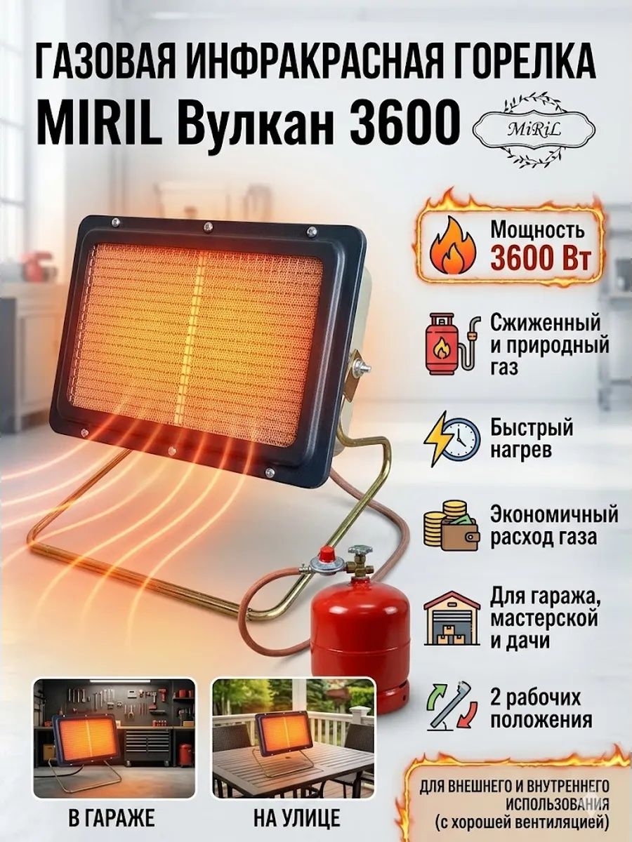 Газовый инфракрасный обогреватель "Miril" ГО-3,6кВт