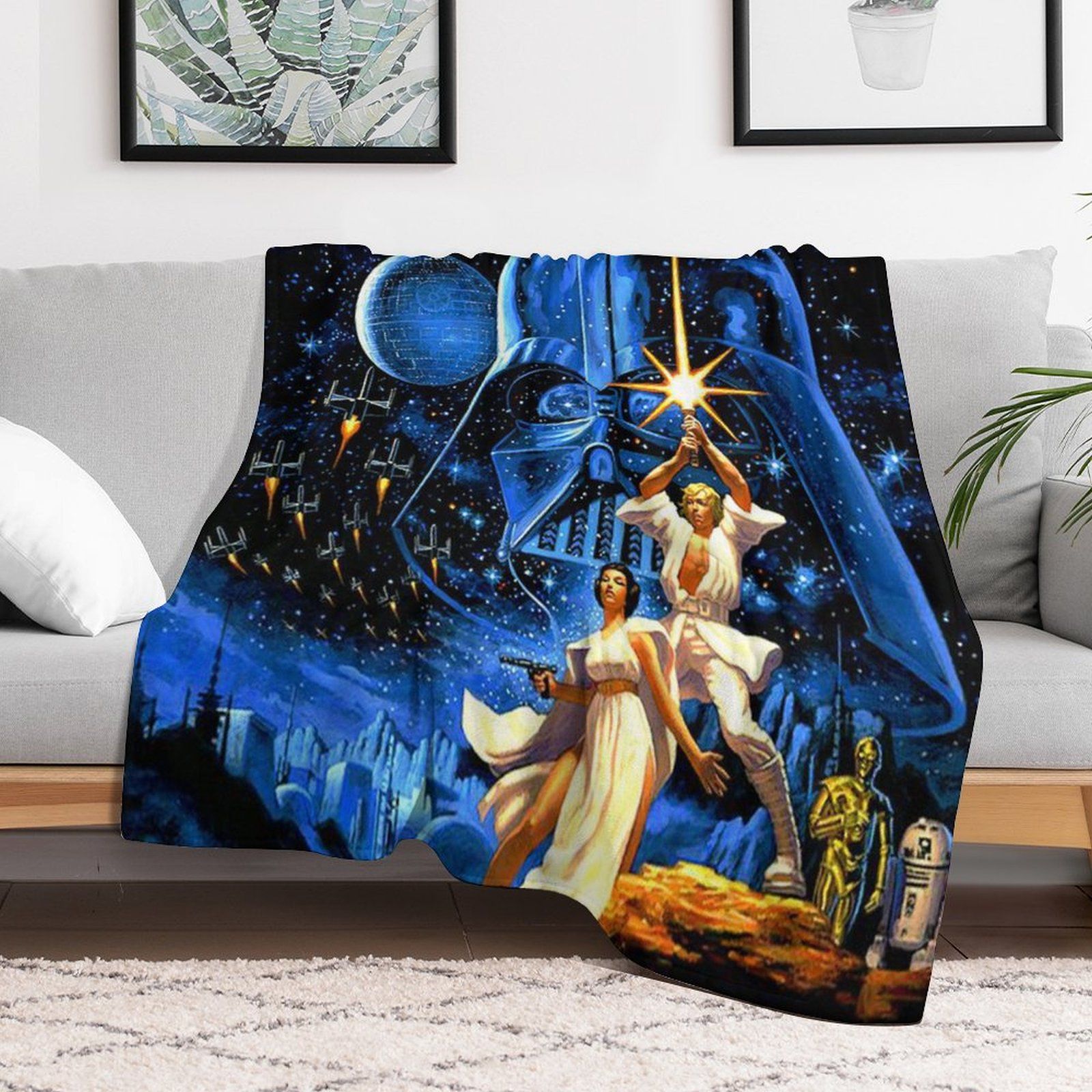Star Wars Плед 150x200 см велсофт плюшевый, фактурный космос разноцветный