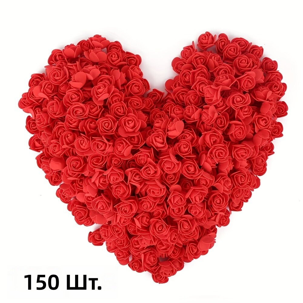 Искусственные мини-бутоны роз с зелёными стеблями, 150 шт, красные, реалистичные, для свадебных букетов и декора