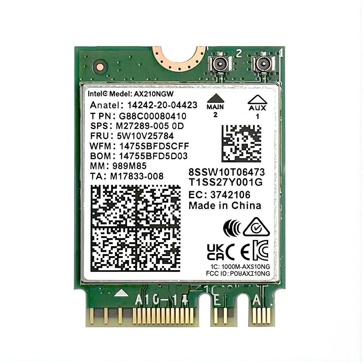 Высокоскоростной беспроводной модуль AX210 для ноутбука Wi-Fi 6E 5374 Мбит/с Bluetooth 5.3 в комплекте с внутренней антенной M.2 для Windows 10 11, Беспроводной модуль AX210