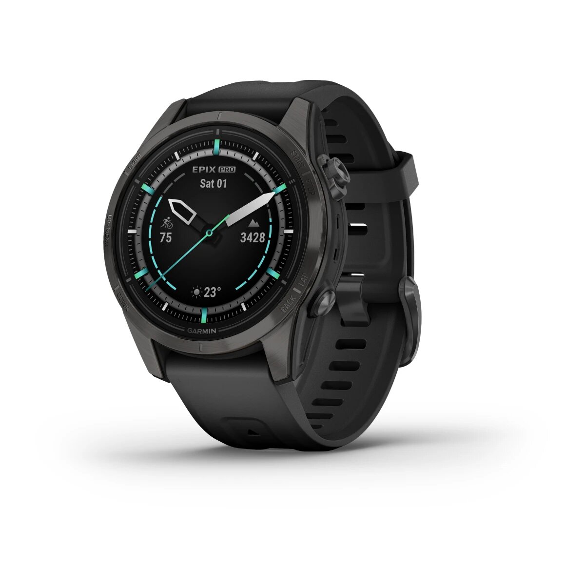 Умные часы Garmin EPIX PRO (Gen 2) Sapphire Edition 42 мм, титановый, угольно-серый, DLC, черный ремешок (010-02802-15)