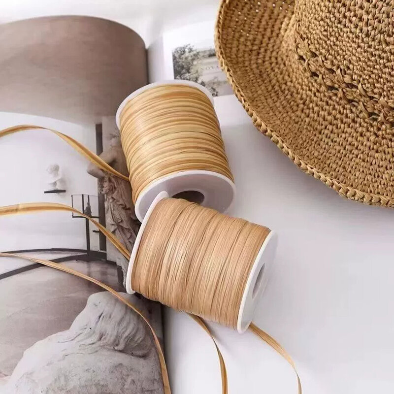 Бумажная пряжа для вязания Raffia 1 мотка (120 м, 50 гр), Пряжа Рафия, переработанные листья пальмы - 100%