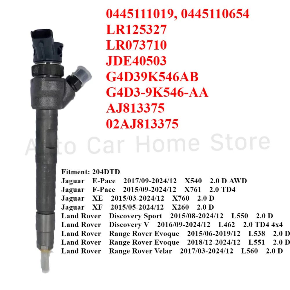 Форсунка дизельного топлива для автомобилей Jaguar, Land Rover 0445111019, 0445110654, XE, XF, F-Pace, Range Rover Evoque, Discovery 2.0, 2015-
