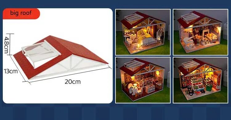 Деревянный кукольный домик-конструктор StartCabin Красный, WD2 Big roof