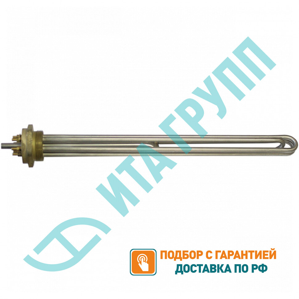 Блок-тэн RDT 9000W(3000x3) из нержавеющей стали, D48, G1 1/2", L400мм, 220V для OSO, ЭВАН, 68590