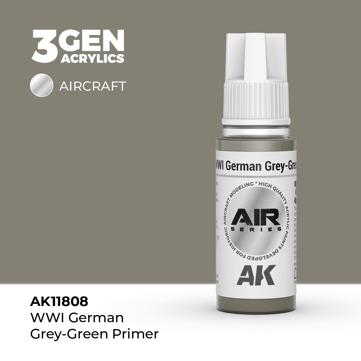 Акриловая краска AK Interactive WWI German Grey-Green Primer 3GEN AIR, 18мл