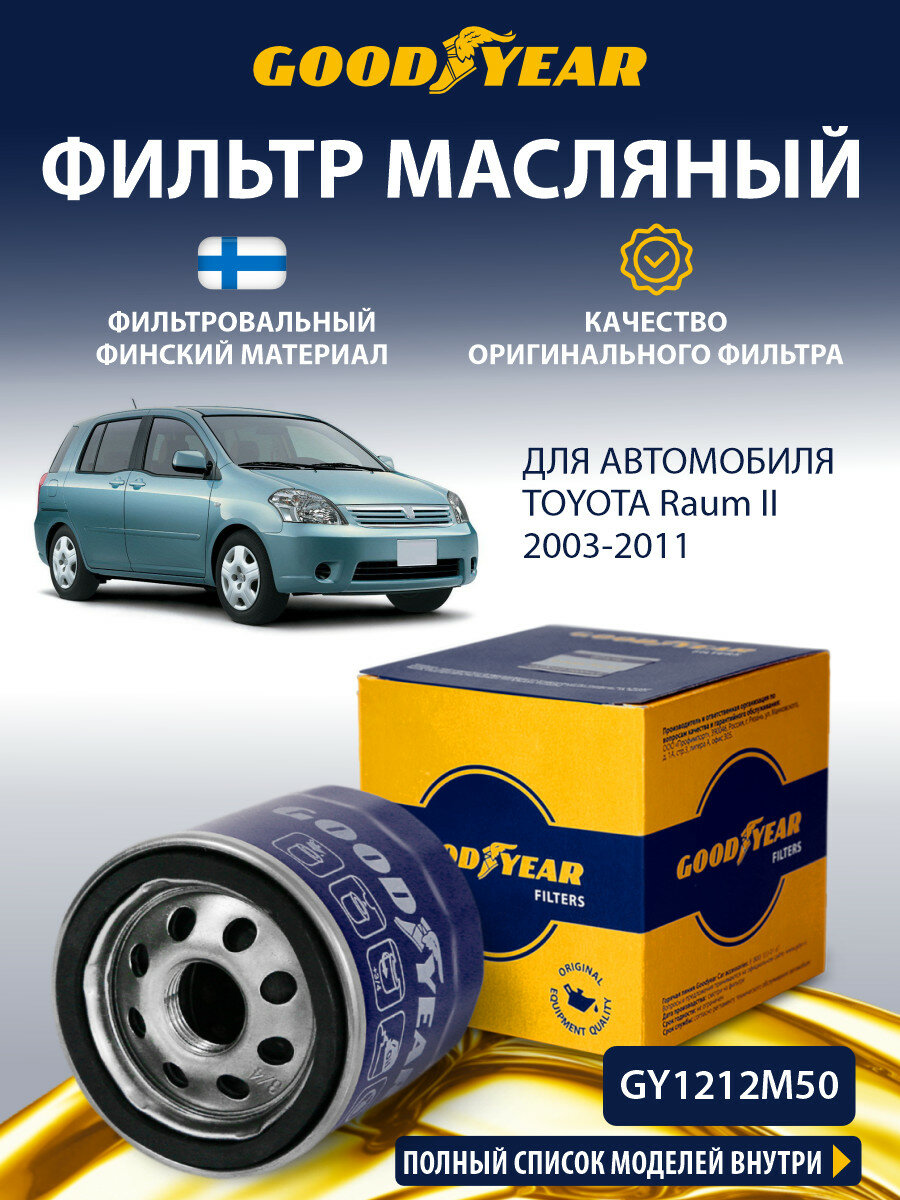 Фильтр масляный TOYOTA Raum 2 (Тойота Раум 2 1.5) 2003-2011