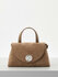 Сумка сэтчел COCCINELLE NIKLA SUEDE, фактура зернистая, бархатистая, бежевый