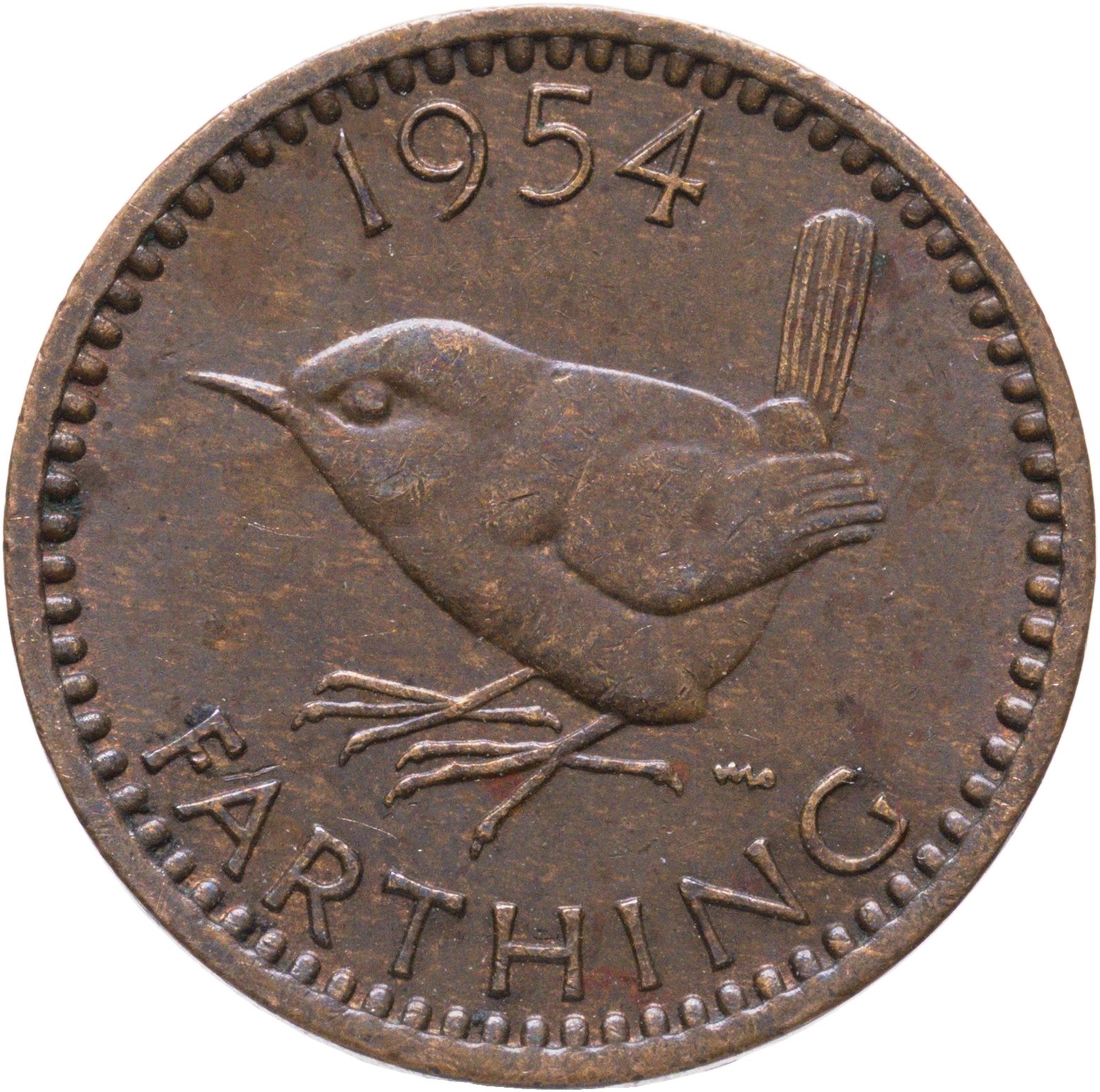 Великобритания 1 фартинг farthing 1954, Бронза, в сохранности XF