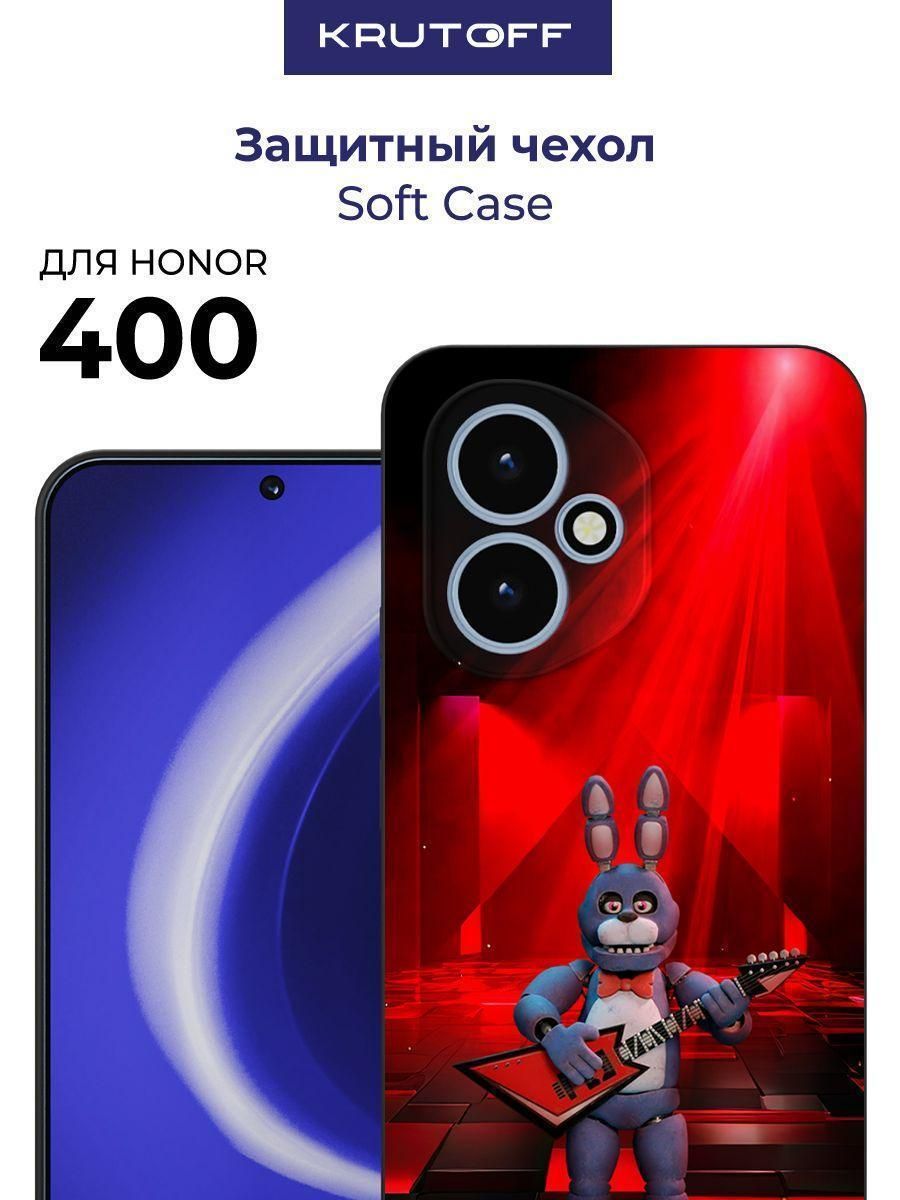 Чехол-накладка Krutoff Soft Case фнаф - Бонни с гитарой для Honor 400 черный