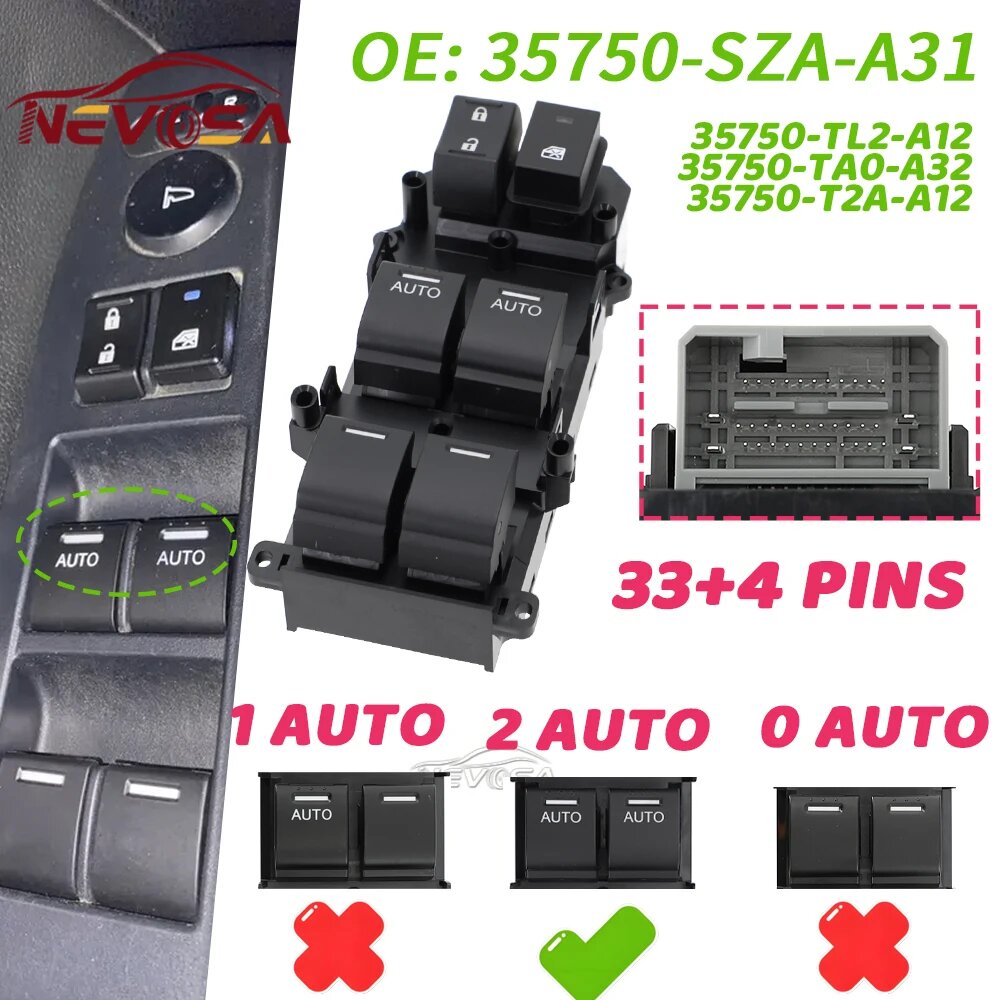 Авто для Honda Accord MK8 2009, пилот MK2 Acura TSX TL, главный переключатель only for 2 Auto