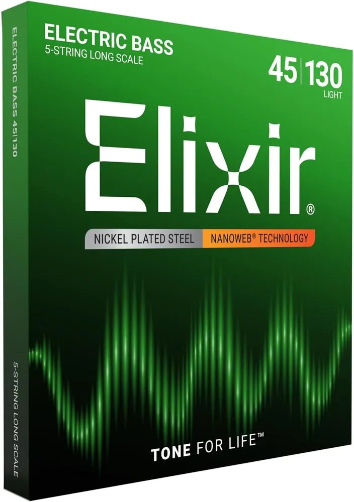 Струны Elixir NANOWEB 14202 для 5-струнной бас-гитары, никелированная сталь, 45130, антикоррозийные и долговечные