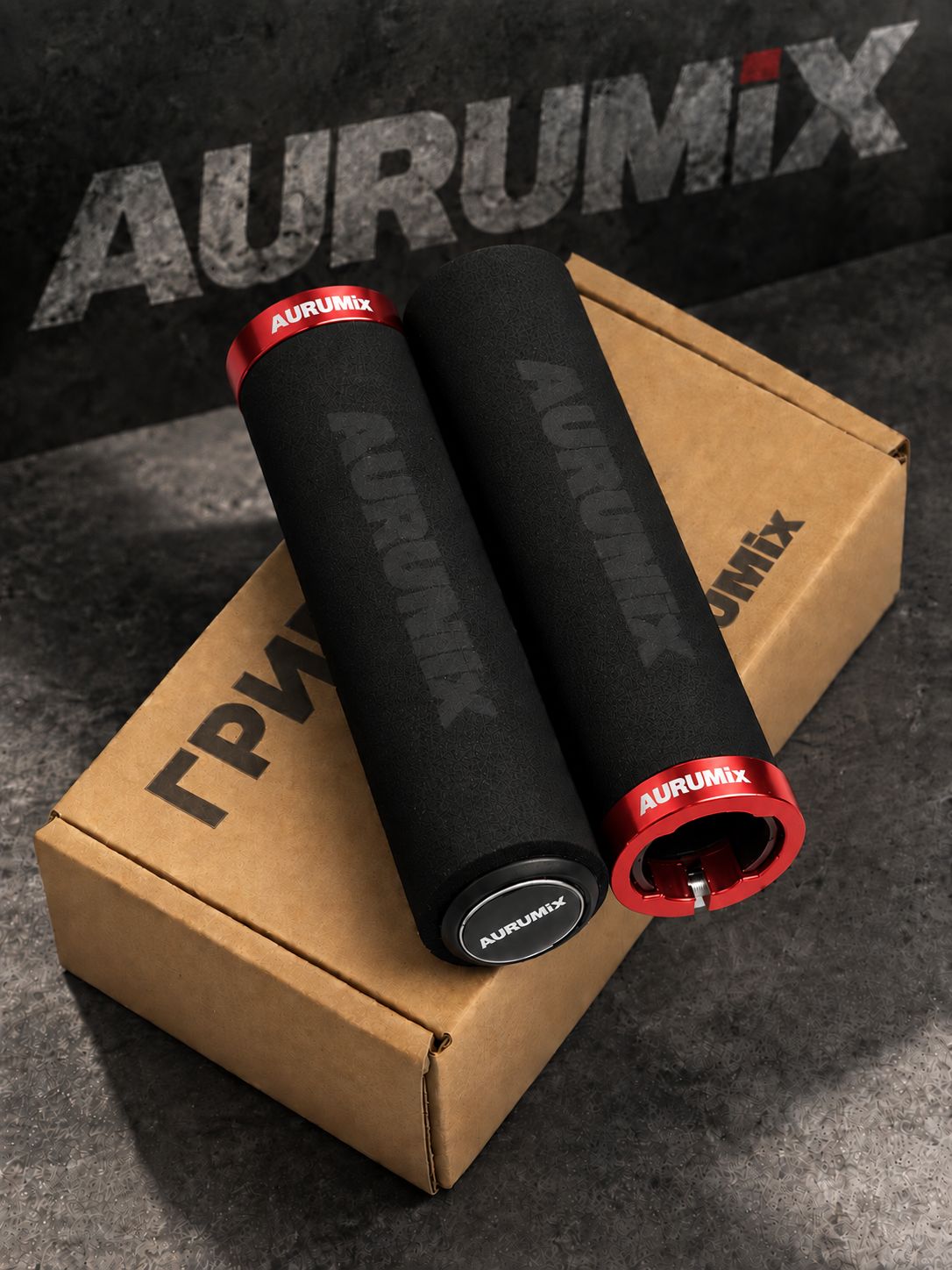 Грипсы для велосипеда и самоката AURUMix NEO Lock-On 130 мм - Красный