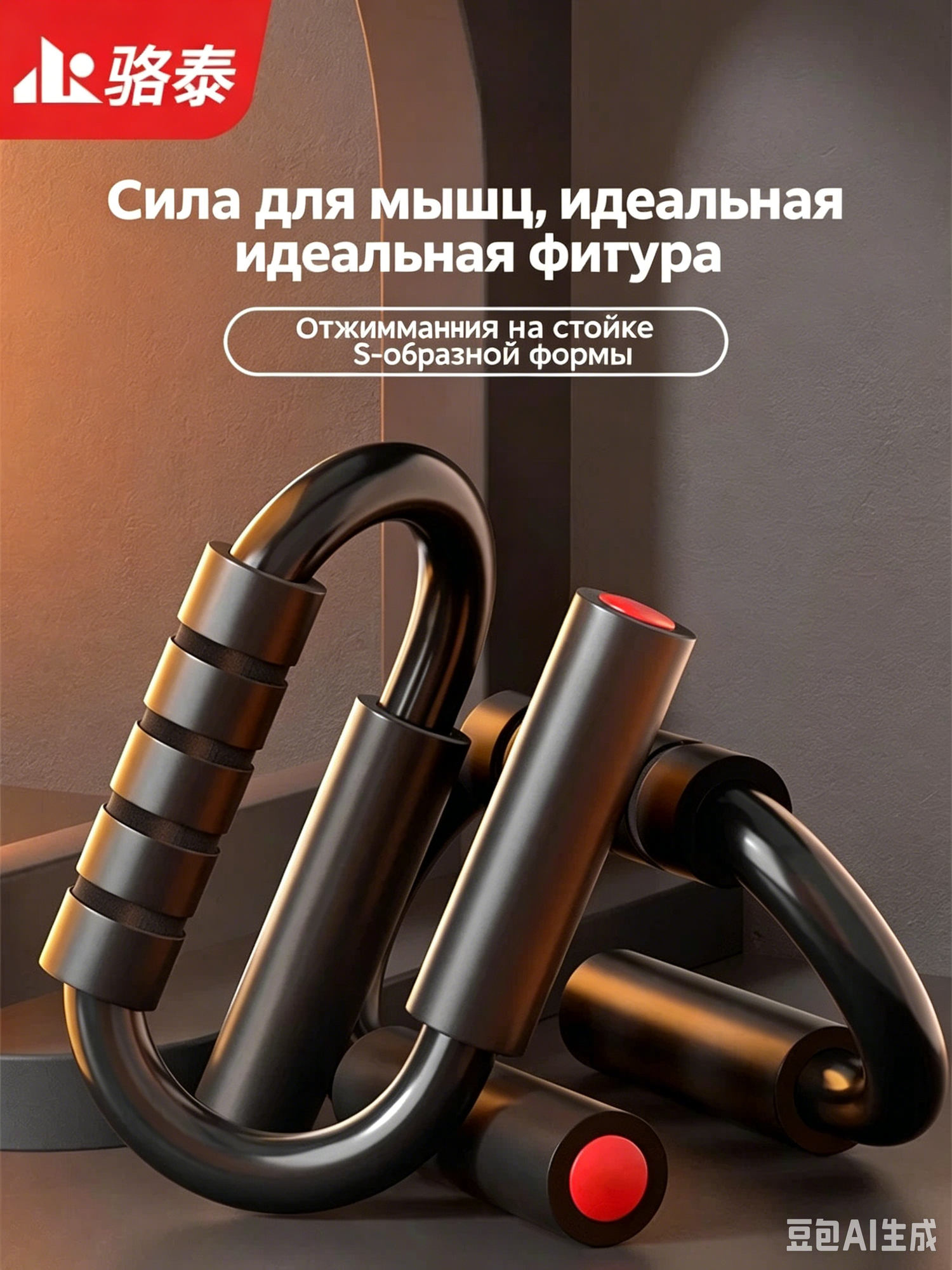 Стойка для отжиманий S-образная с поролоновыми ручками, Модель ALBB-25411FWCJ, Тройная стабильность, Черный цвет