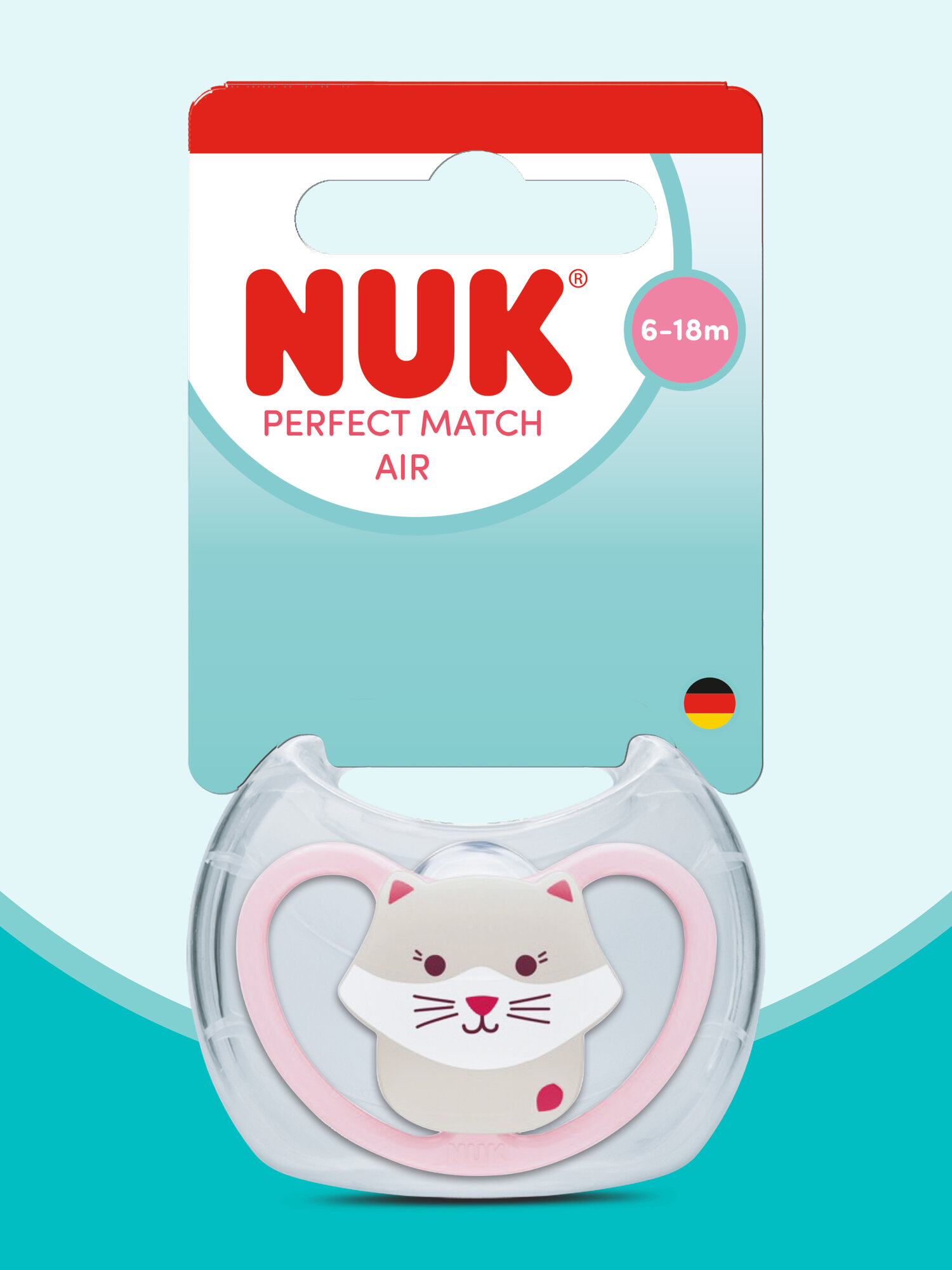 NUK PM AIR Соска-пустышка силиконовая 6-18 месяцев, 1 штука в футляре