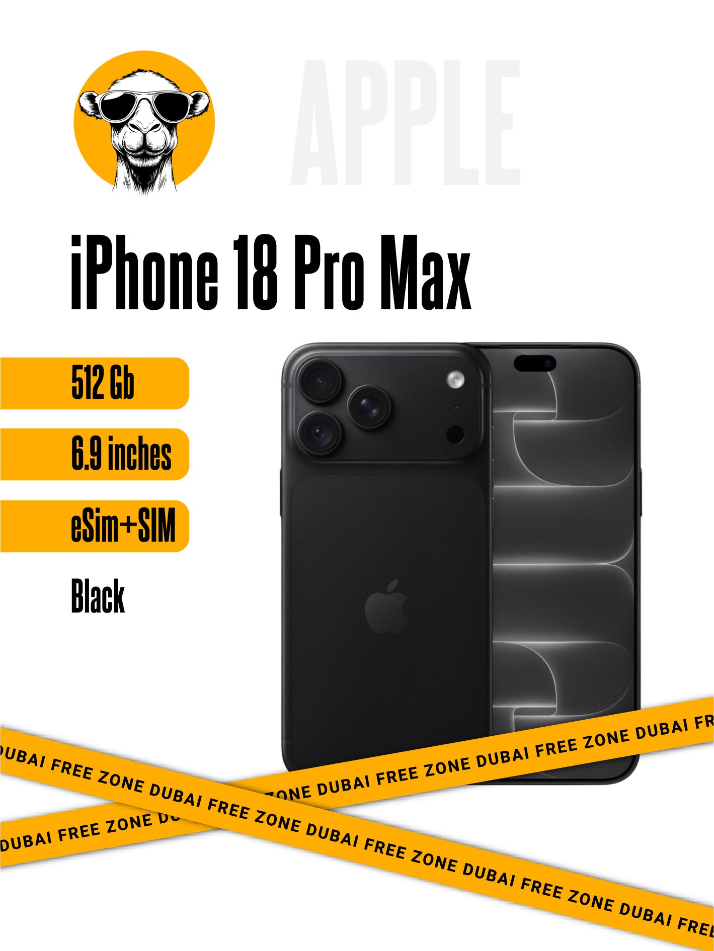 Смартфон iPhone 18 Pro Max 512GB Black Sim+E-Sim