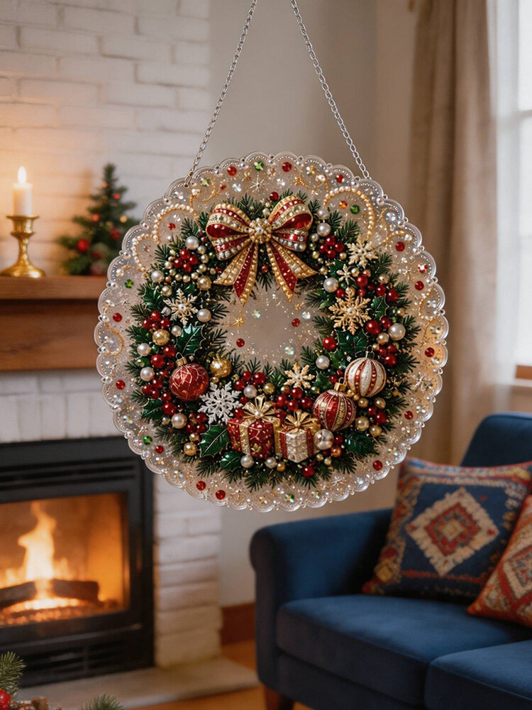Набор для ловли солнца DIY Pearl Diamond Painting Suncatcher, акриловое подвесное украшение Санта-Клауса, рождественский подарок DIY Craft Decor для детей и взрослых