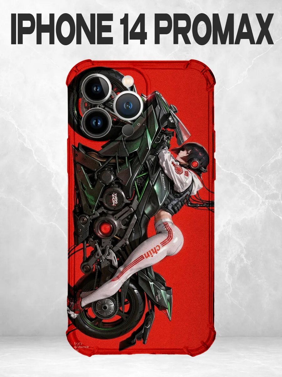 Чехол на iPhone 14 Pro Max с принтом Девушка на футуристичес