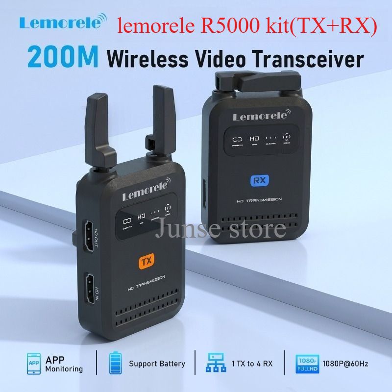 Беспроводная передача изображений /Видеопередатчик Lemorele R5000 Kit 200M , Wireless HDMI Transmitter Receiver 1080P Video Transceiver HDMI Wireless Extender Для съемки прямых трансляций
