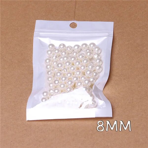 Бусины ZHUBI круглые белые акриловые 4-14 мм 8mm 100pcs