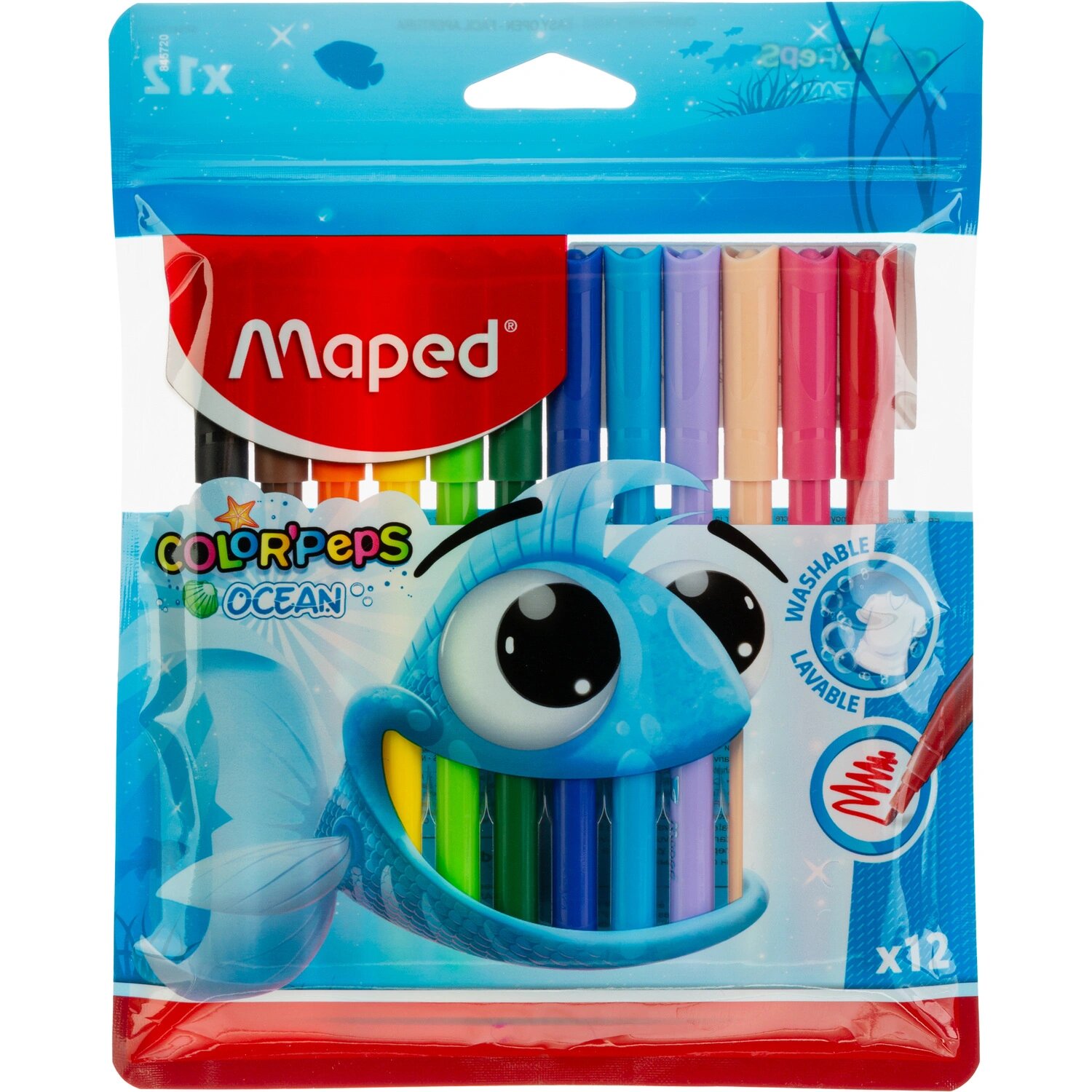 Maped Фломастеры Maped Color'peps Ocean 12 цветов с вентилируемыми колпачками смываемые