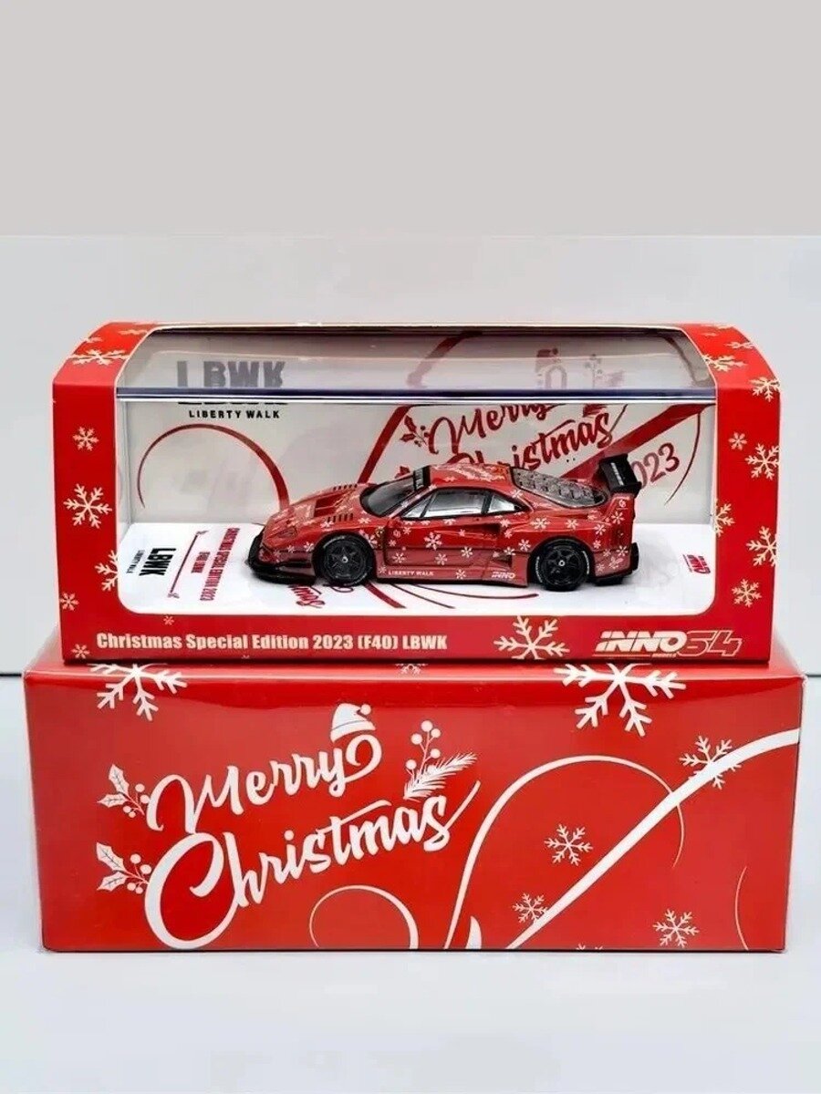 Машинка INNO 1/64 LBWK Ferrari F40 Christmas Special Edition 2023 Die-cast Alloy Car Model Collection Gift
