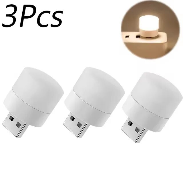3шт USB ночник, теплый свет